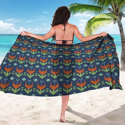 Flower Knitted Pattern Print Beach Sarong Wrap