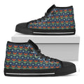 Flower Knitted Pattern Print Black High Top Sneakers