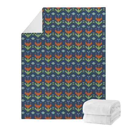 Flower Knitted Pattern Print Blanket