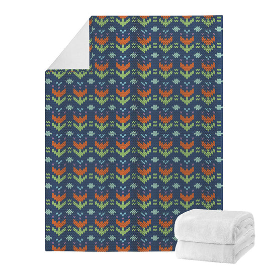 Flower Knitted Pattern Print Blanket