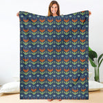 Flower Knitted Pattern Print Blanket