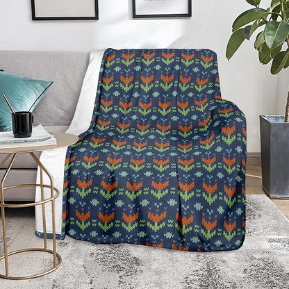 Flower Knitted Pattern Print Blanket