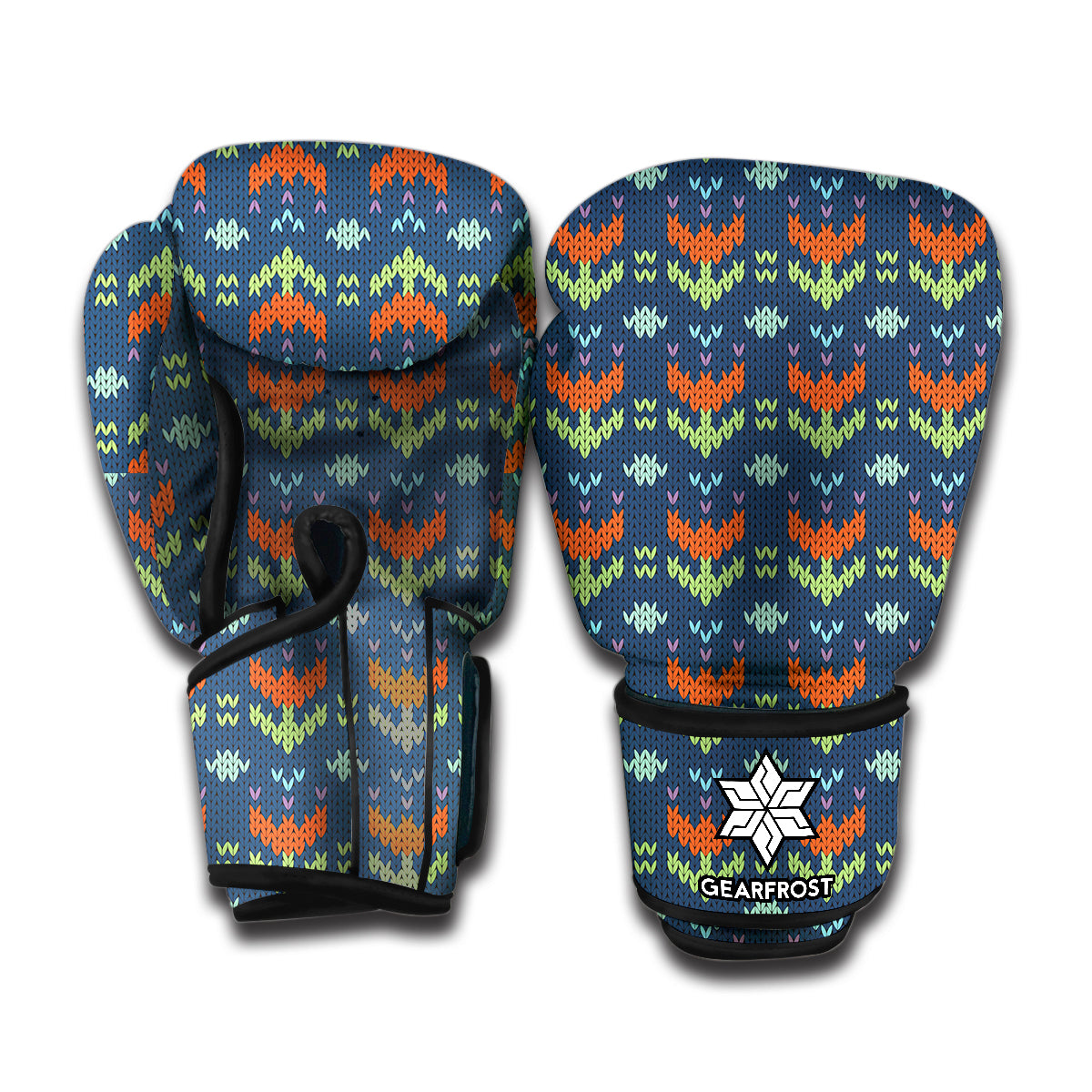 Flower Knitted Pattern Print Boxing Gloves