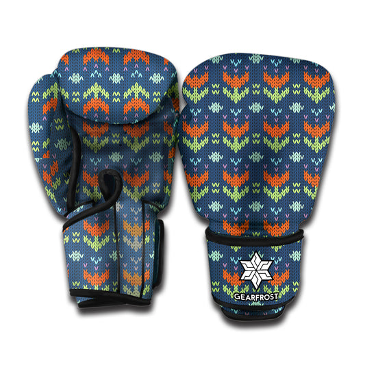 Flower Knitted Pattern Print Boxing Gloves