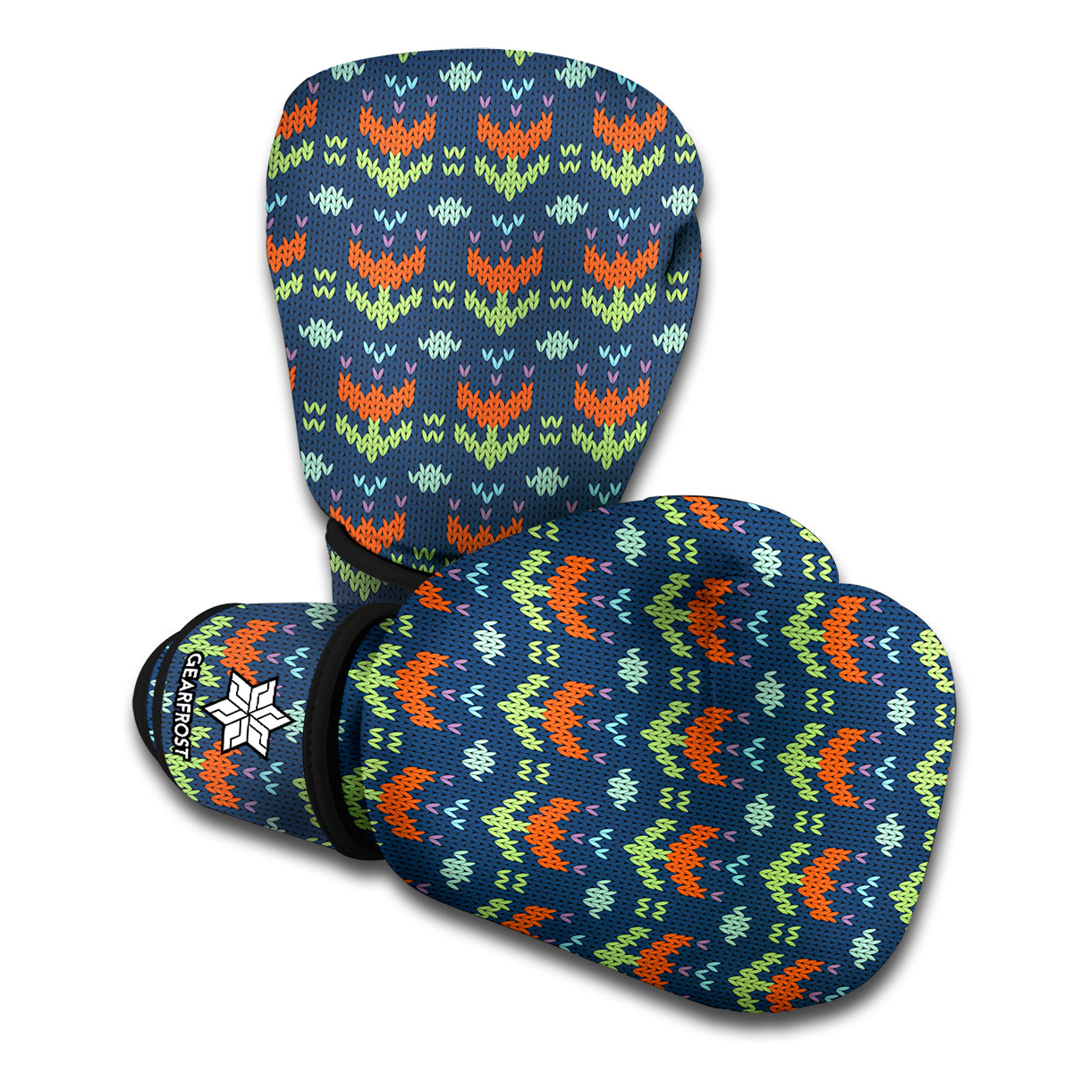 Flower Knitted Pattern Print Boxing Gloves