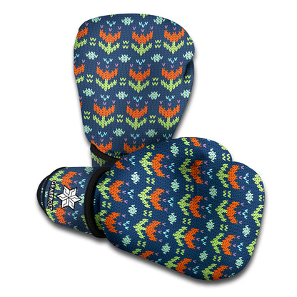 Flower Knitted Pattern Print Boxing Gloves