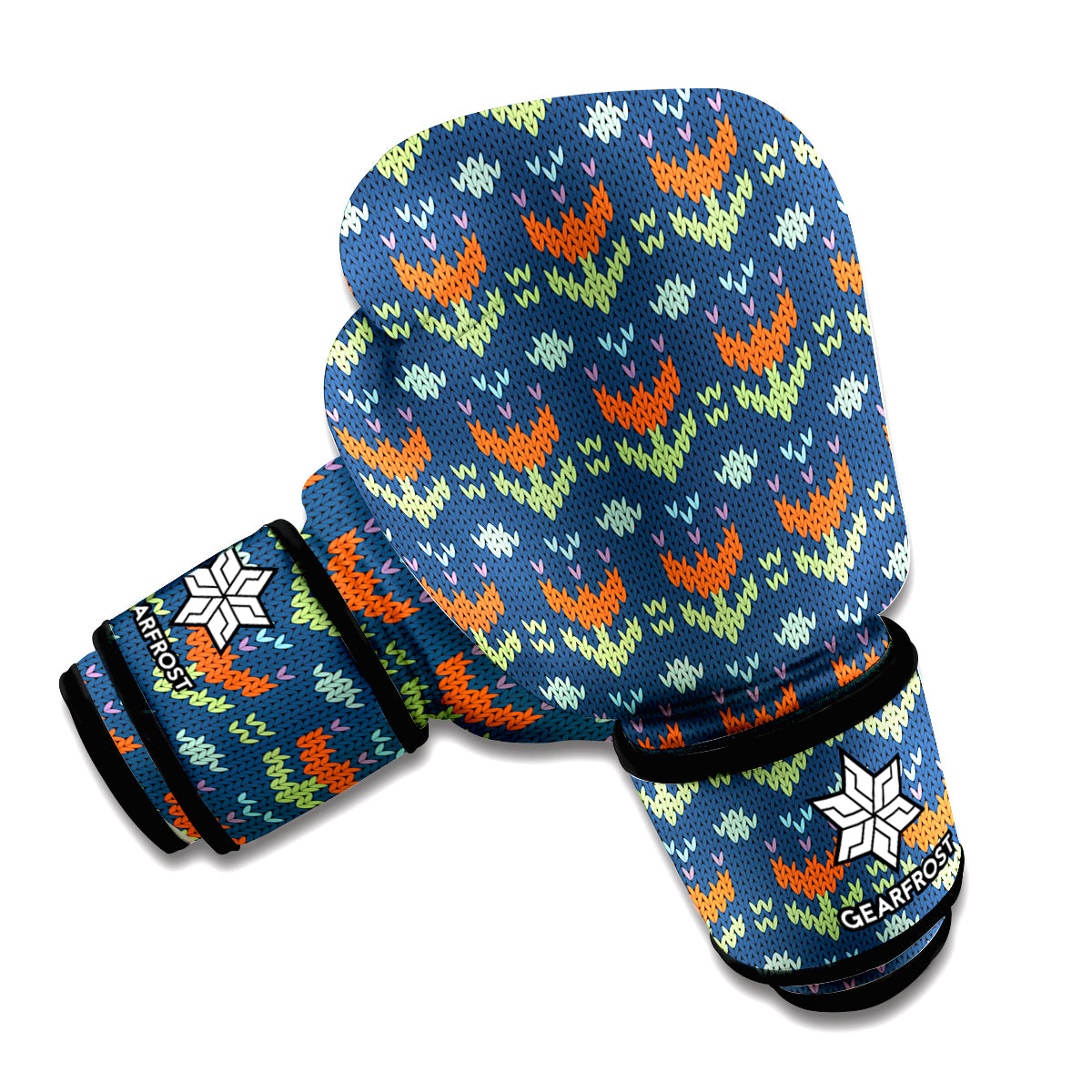 Flower Knitted Pattern Print Boxing Gloves