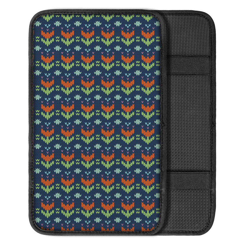 Flower Knitted Pattern Print Car Center Console Cover