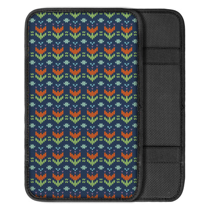 Flower Knitted Pattern Print Car Center Console Cover