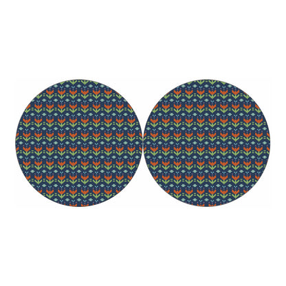 Flower Knitted Pattern Print Car Coasters