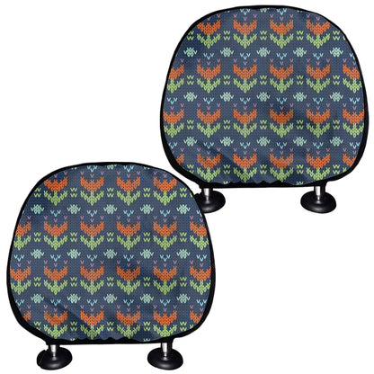 Flower Knitted Pattern Print Car Headrest Covers