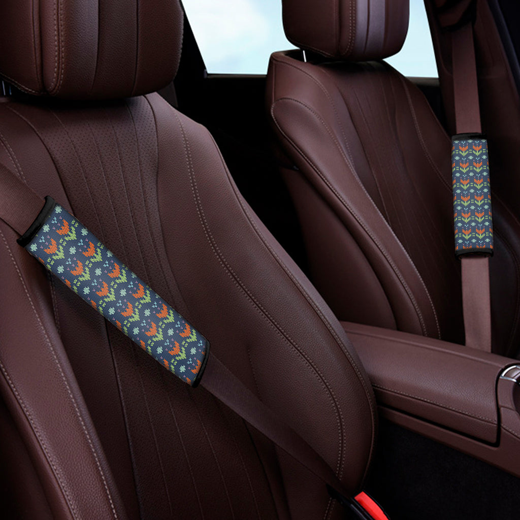 Flower Knitted Pattern Print Car Seat Belt Covers