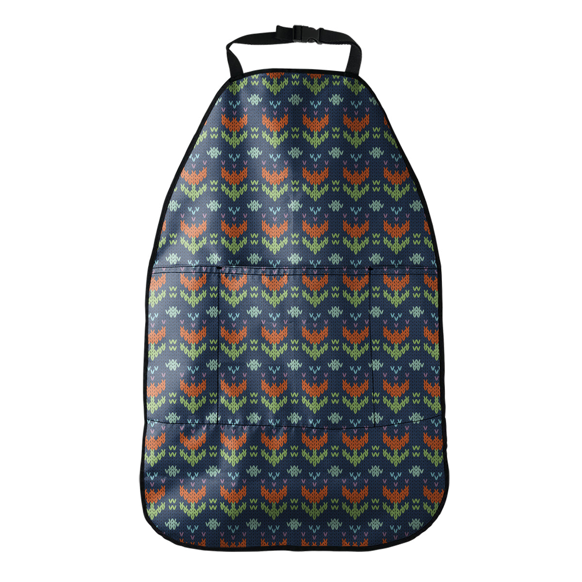 Flower Knitted Pattern Print Car Seat Organizers