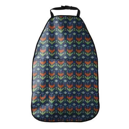 Flower Knitted Pattern Print Car Seat Organizers