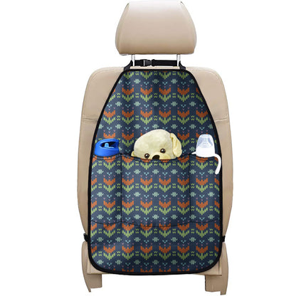 Flower Knitted Pattern Print Car Seat Organizers
