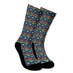 Flower Knitted Pattern Print Crew Socks