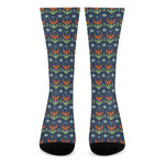 Flower Knitted Pattern Print Crew Socks