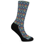Flower Knitted Pattern Print Crew Socks