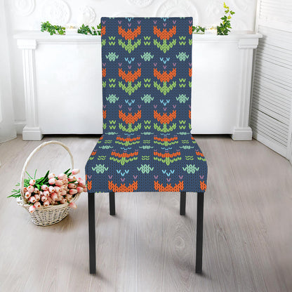 Flower Knitted Pattern Print Dining Chair Slipcover