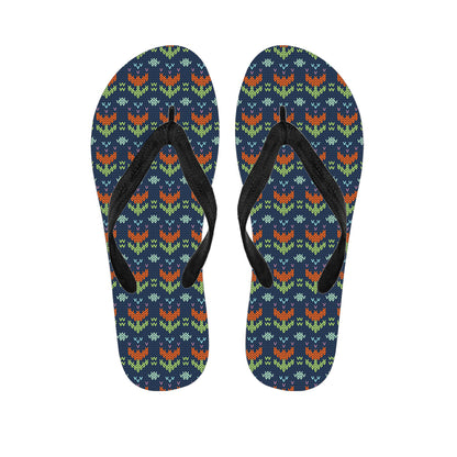 Flower Knitted Pattern Print Flip Flops