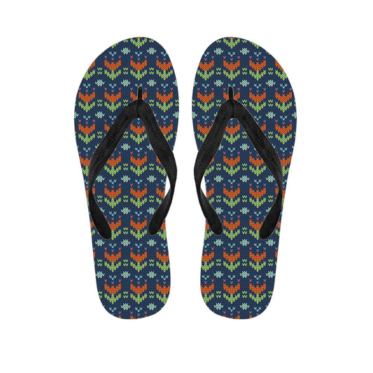 Flower Knitted Pattern Print Flip Flops