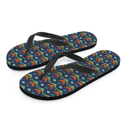 Flower Knitted Pattern Print Flip Flops