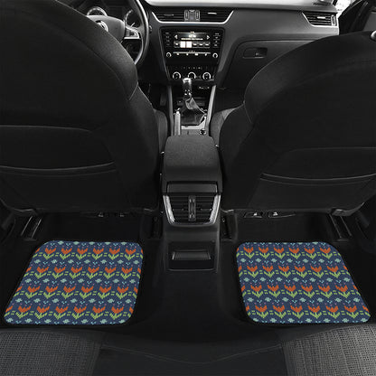 Flower Knitted Pattern Print Front and Back Car Floor Mats