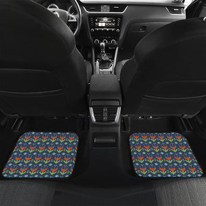 Flower Knitted Pattern Print Front and Back Car Floor Mats