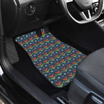 Flower Knitted Pattern Print Front and Back Car Floor Mats