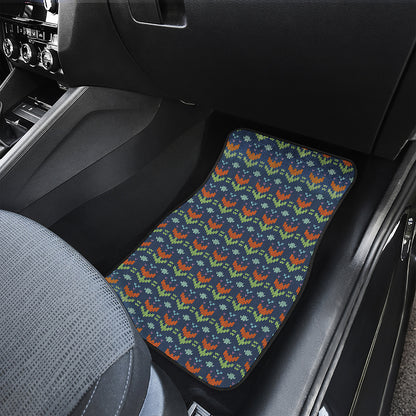 Flower Knitted Pattern Print Front Car Floor Mats