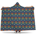 Flower Knitted Pattern Print Hooded Blanket
