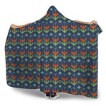 Flower Knitted Pattern Print Hooded Blanket