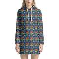 Flower Knitted Pattern Print Pullover Hoodie Dress