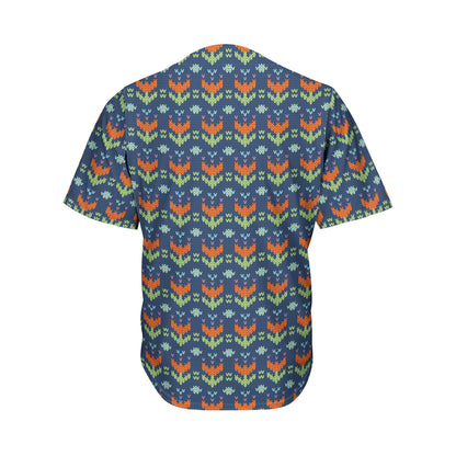 Flower Knitted Pattern Print Men's Baseball Jersey