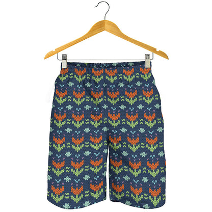 Flower Knitted Pattern Print Men's Shorts