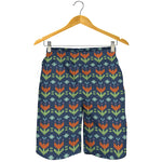 Flower Knitted Pattern Print Men's Shorts