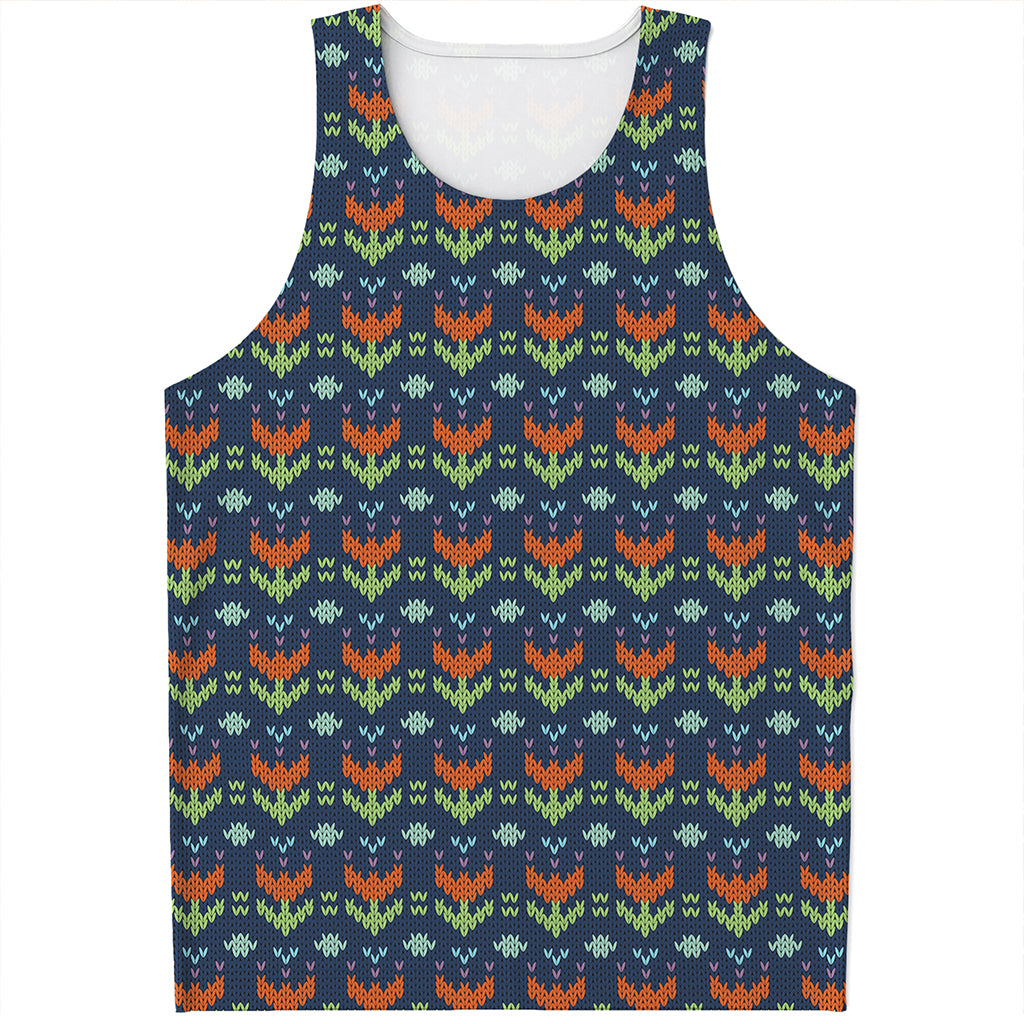 Flower Knitted Pattern Print Men's Tank Top