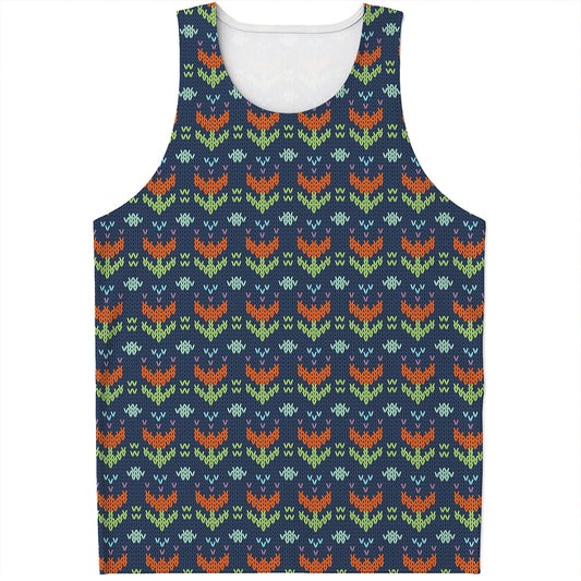 Flower Knitted Pattern Print Men's Tank Top