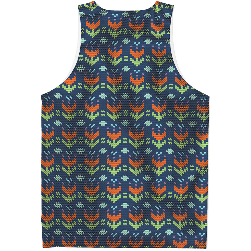 Flower Knitted Pattern Print Men's Tank Top