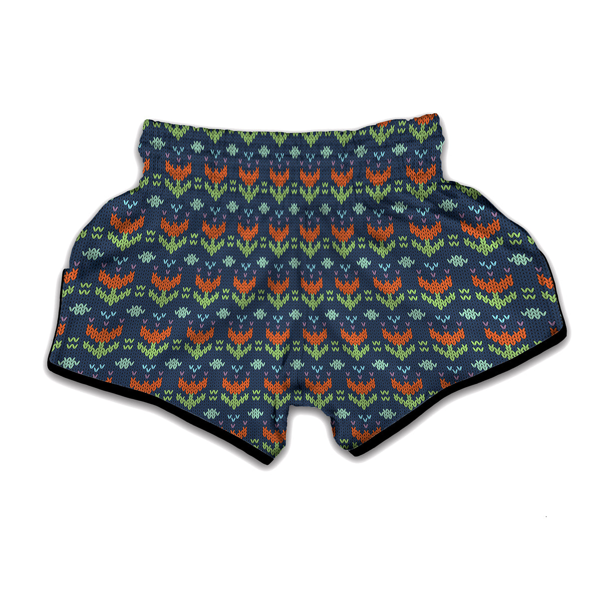 Flower Knitted Pattern Print Muay Thai Boxing Shorts