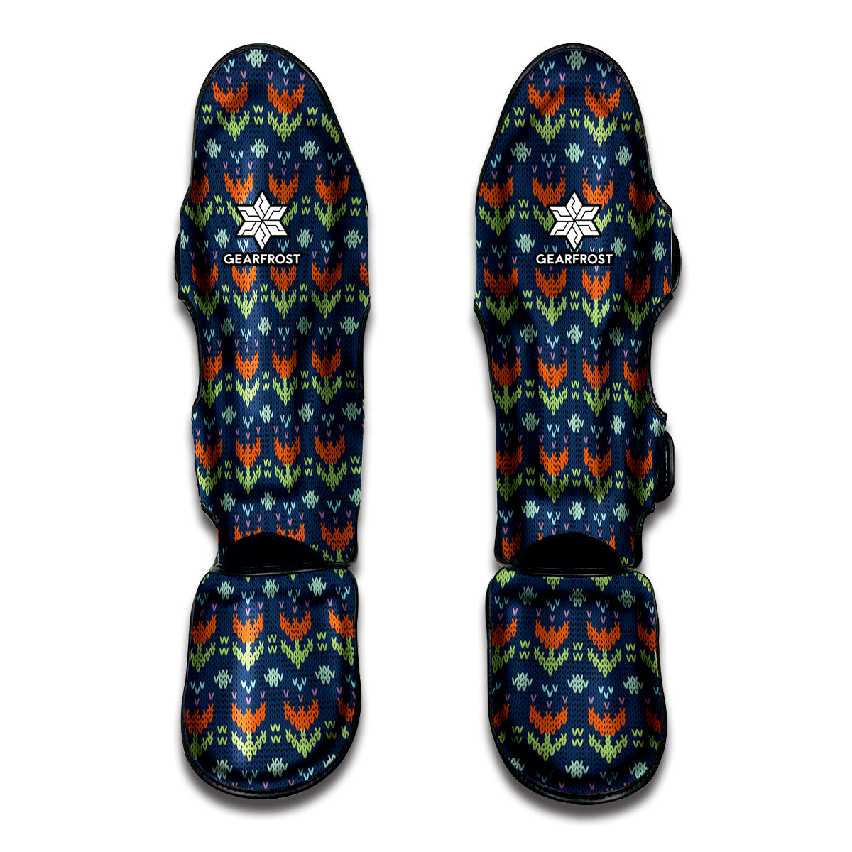 Flower Knitted Pattern Print Muay Thai Shin Guard
