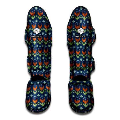 Flower Knitted Pattern Print Muay Thai Shin Guard