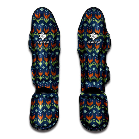 Flower Knitted Pattern Print Muay Thai Shin Guard