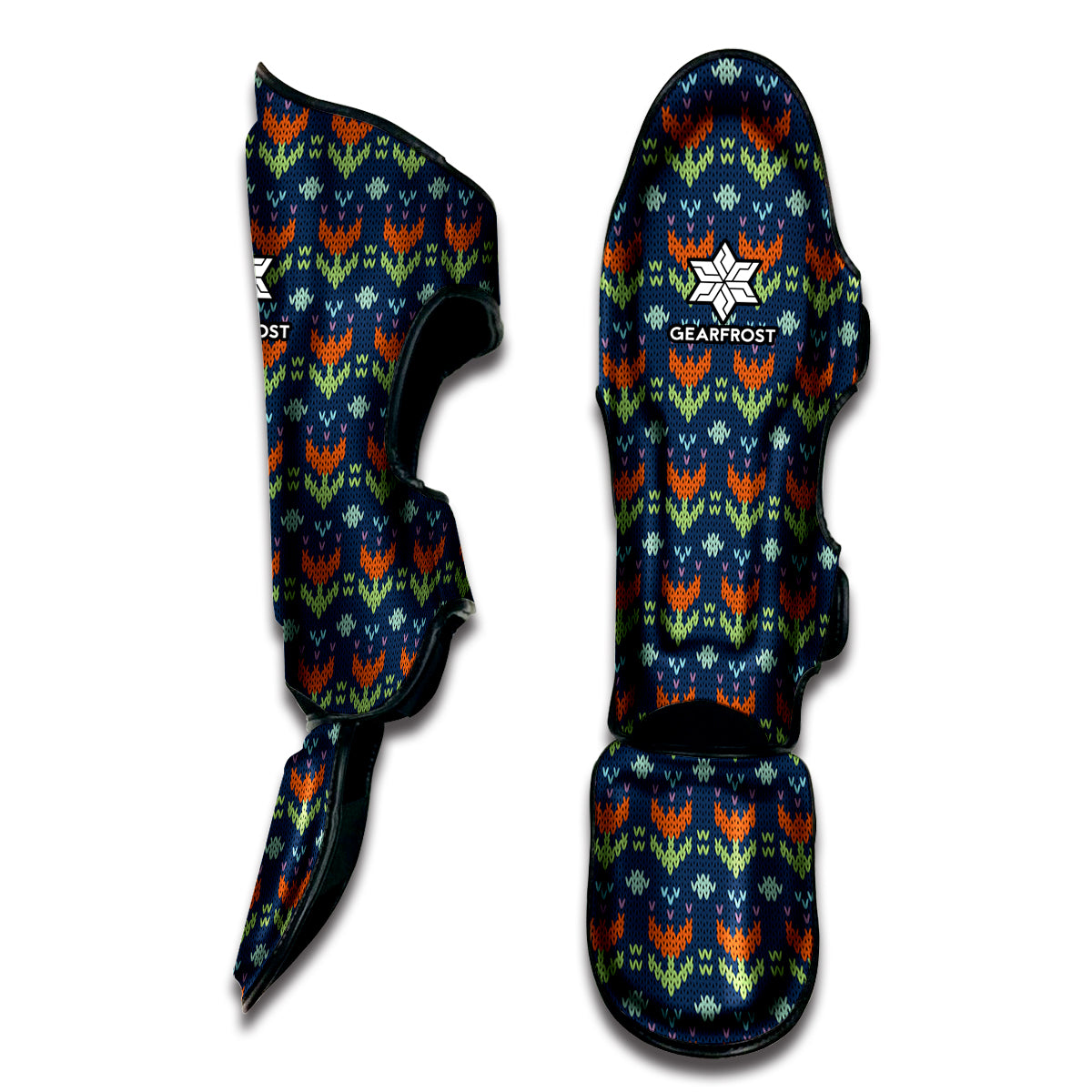 Flower Knitted Pattern Print Muay Thai Shin Guard