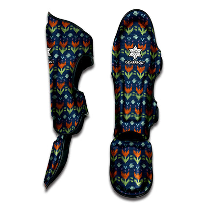 Flower Knitted Pattern Print Muay Thai Shin Guard