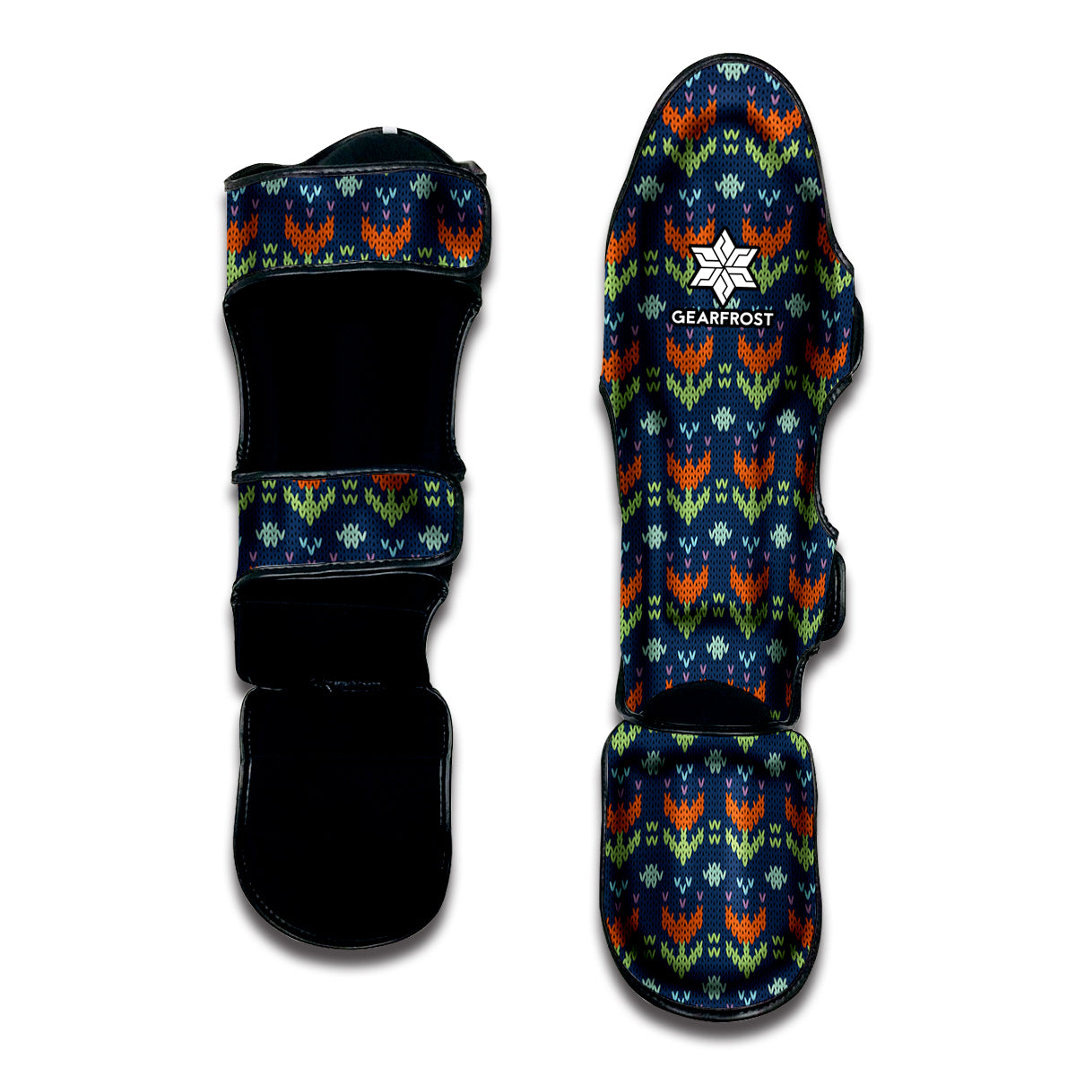 Flower Knitted Pattern Print Muay Thai Shin Guard