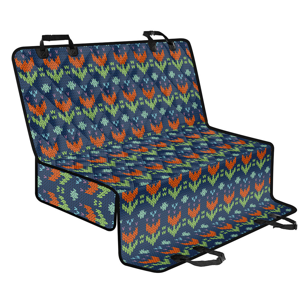 Flower Knitted Pattern Print Pet Car Back Seat Cover