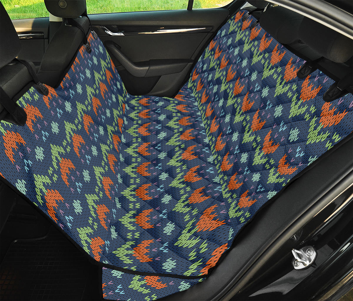 Flower Knitted Pattern Print Pet Car Back Seat Cover