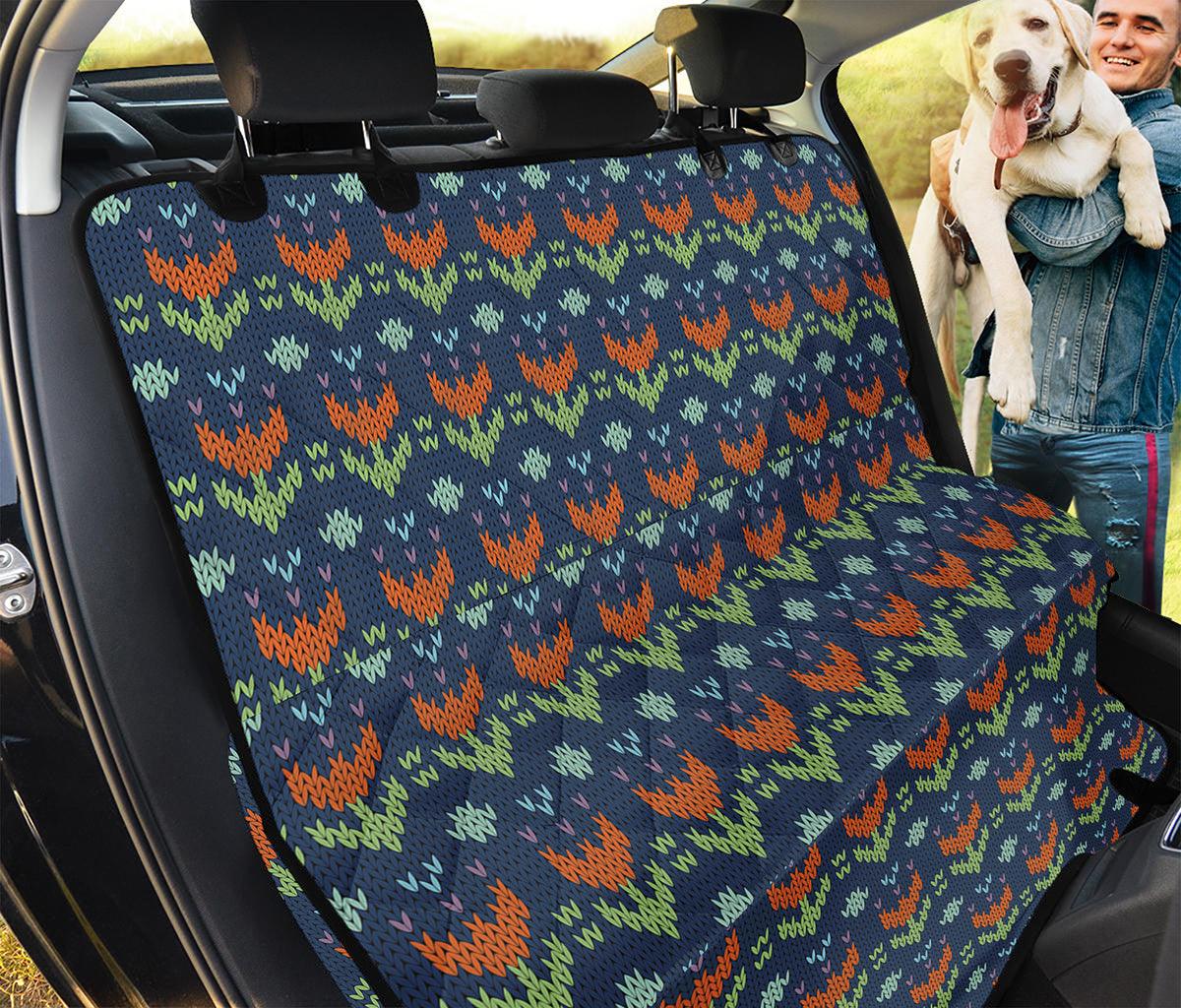 Flower Knitted Pattern Print Pet Car Back Seat Cover