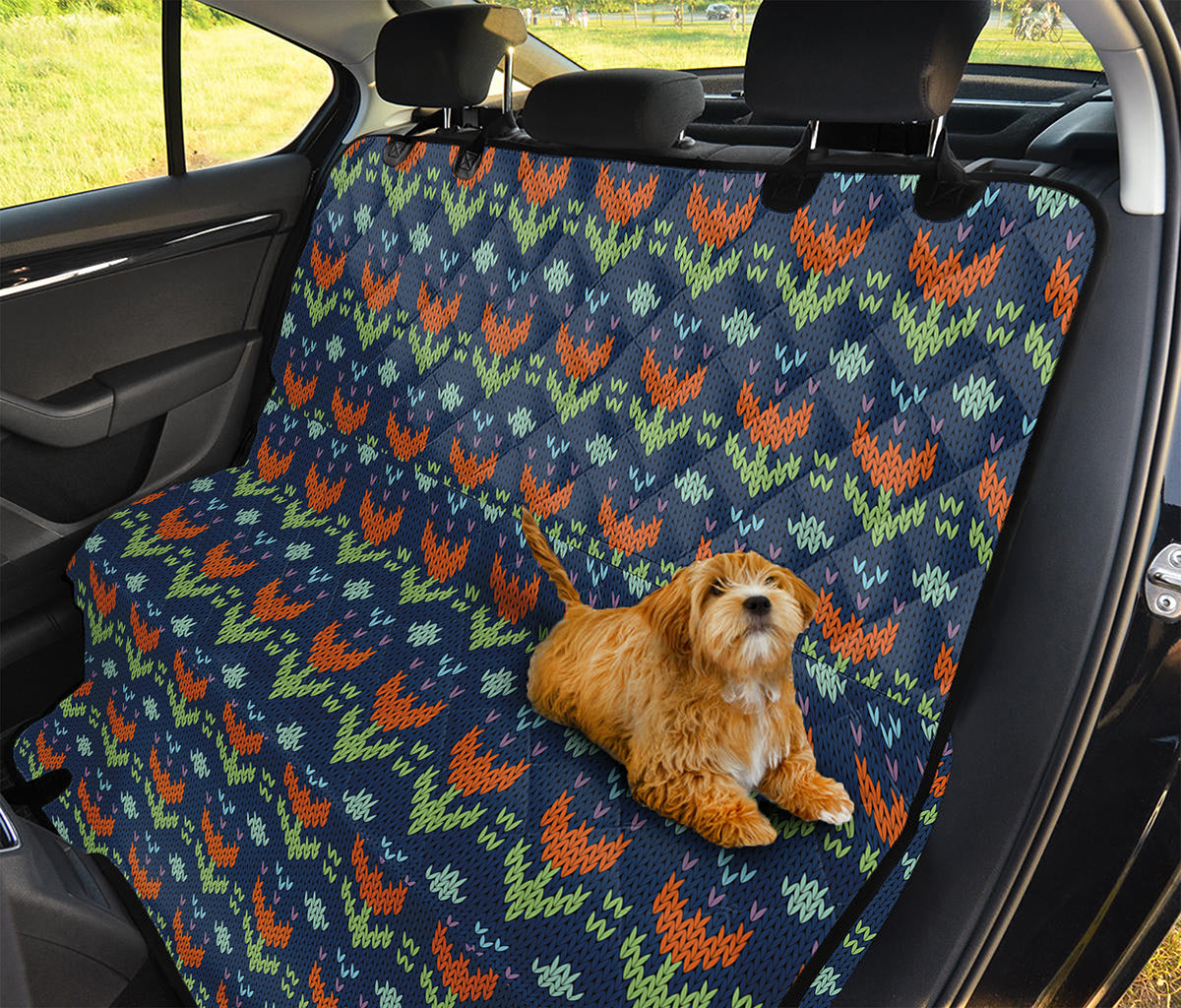 Flower Knitted Pattern Print Pet Car Back Seat Cover